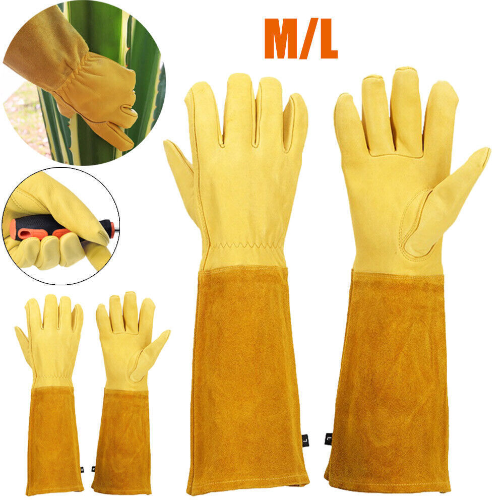Cowhide Leather Gloves Thorn Proof Gauntlet Gardening Long Gauntlets Heavy Duty