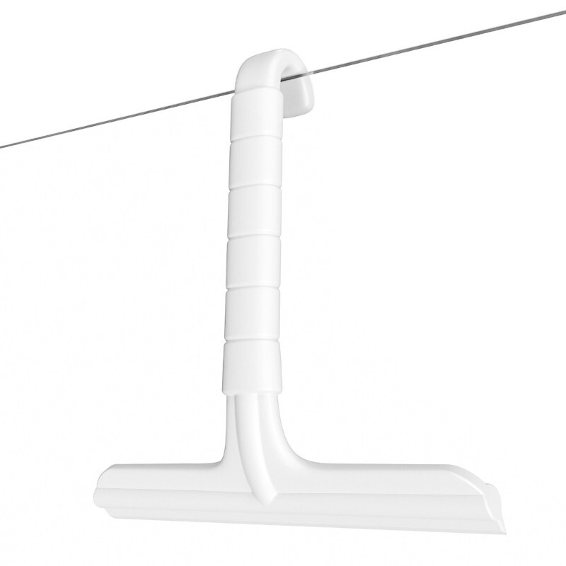 Shower Door Squeegee Silicone Flat Wiper with Hook for Bathroom Glass Panel