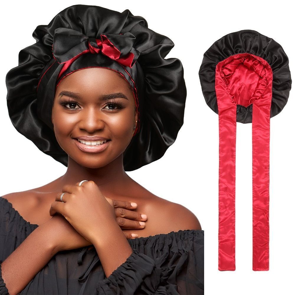 Adjustable Silky Satin Bonnet Elastic Silk Hair Wrap Fashion Hair Cap  Sleeping